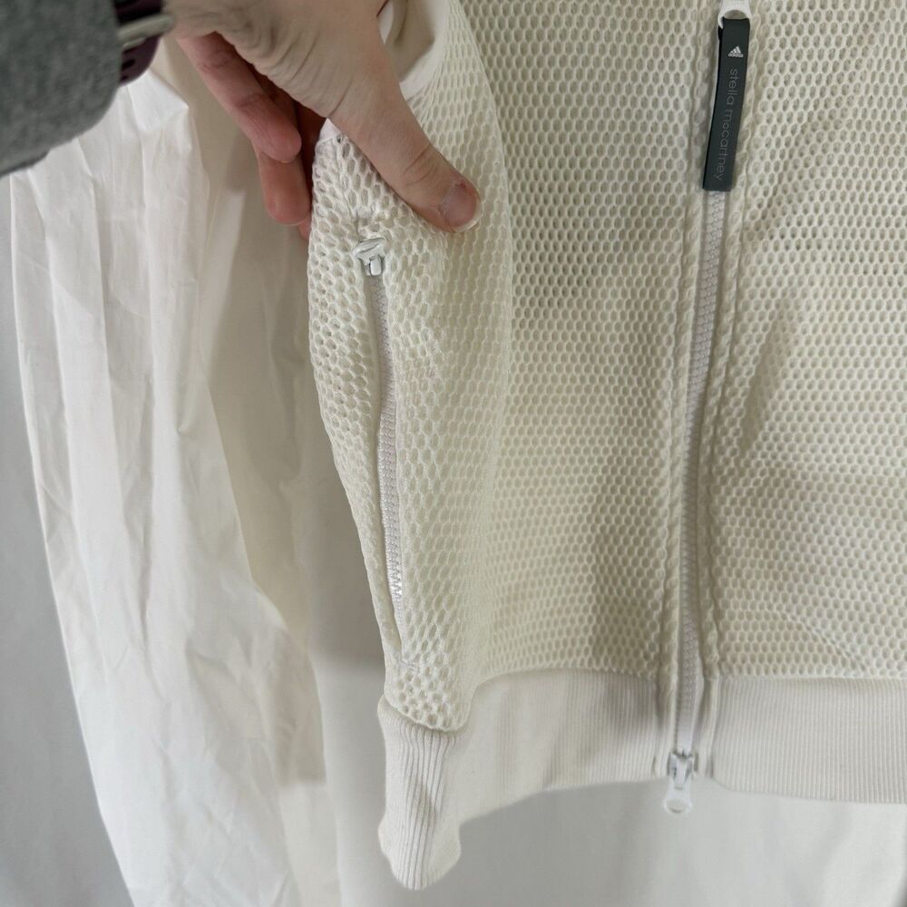 Stella McCartney ADIDAS Jacket Women's XS White Cropped Full Zip Breathable - Picture 2 of 10